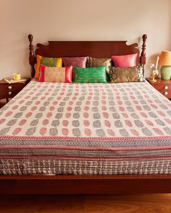 Floral Bagh Print Quilted Bedcover