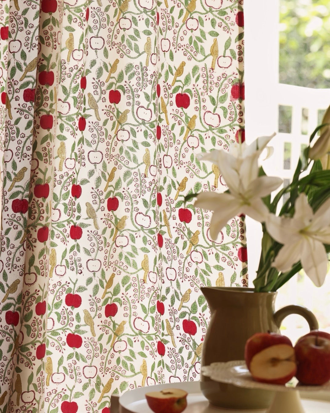 Apple Orchard Jaal Block Print Curtains Rihaa