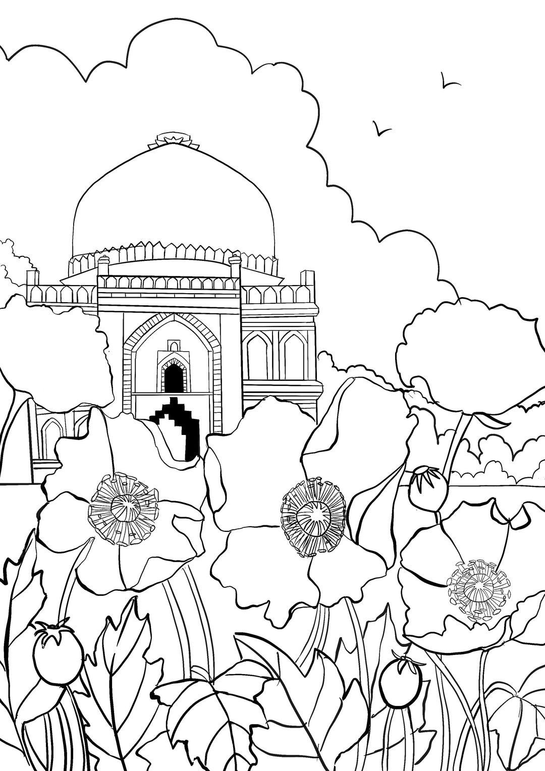 Colouring Pages: Lodhi gardens - Rihaa