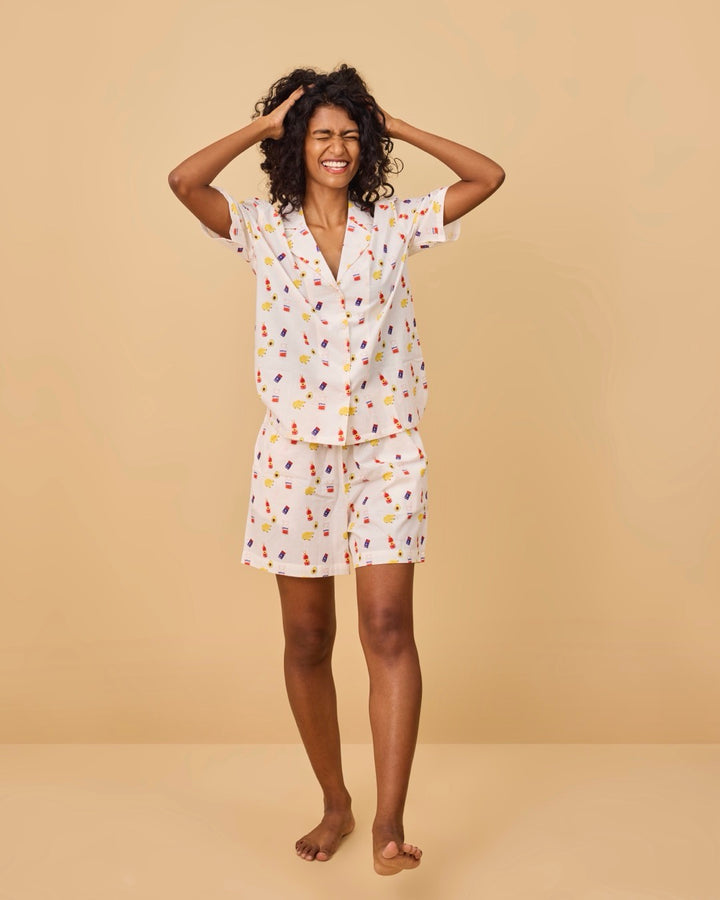 Grocery Shopping Shorts Loungewear Mulmul Set