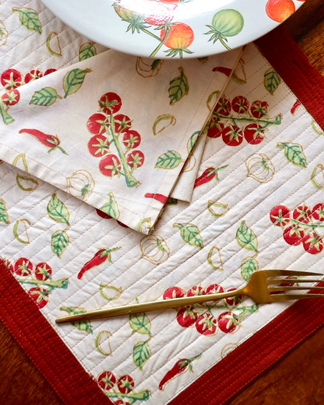 Arrabiata Block Printed Placemats and Napkins