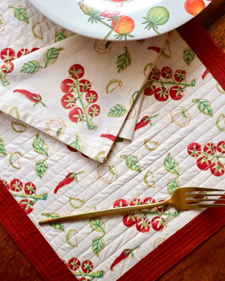 Arrabiata Block Printed Placemats and Napkins