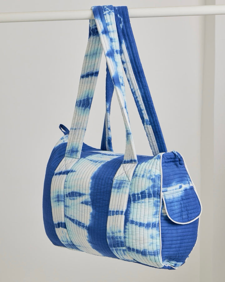 Blue Shibori Quilted Duffel Bag