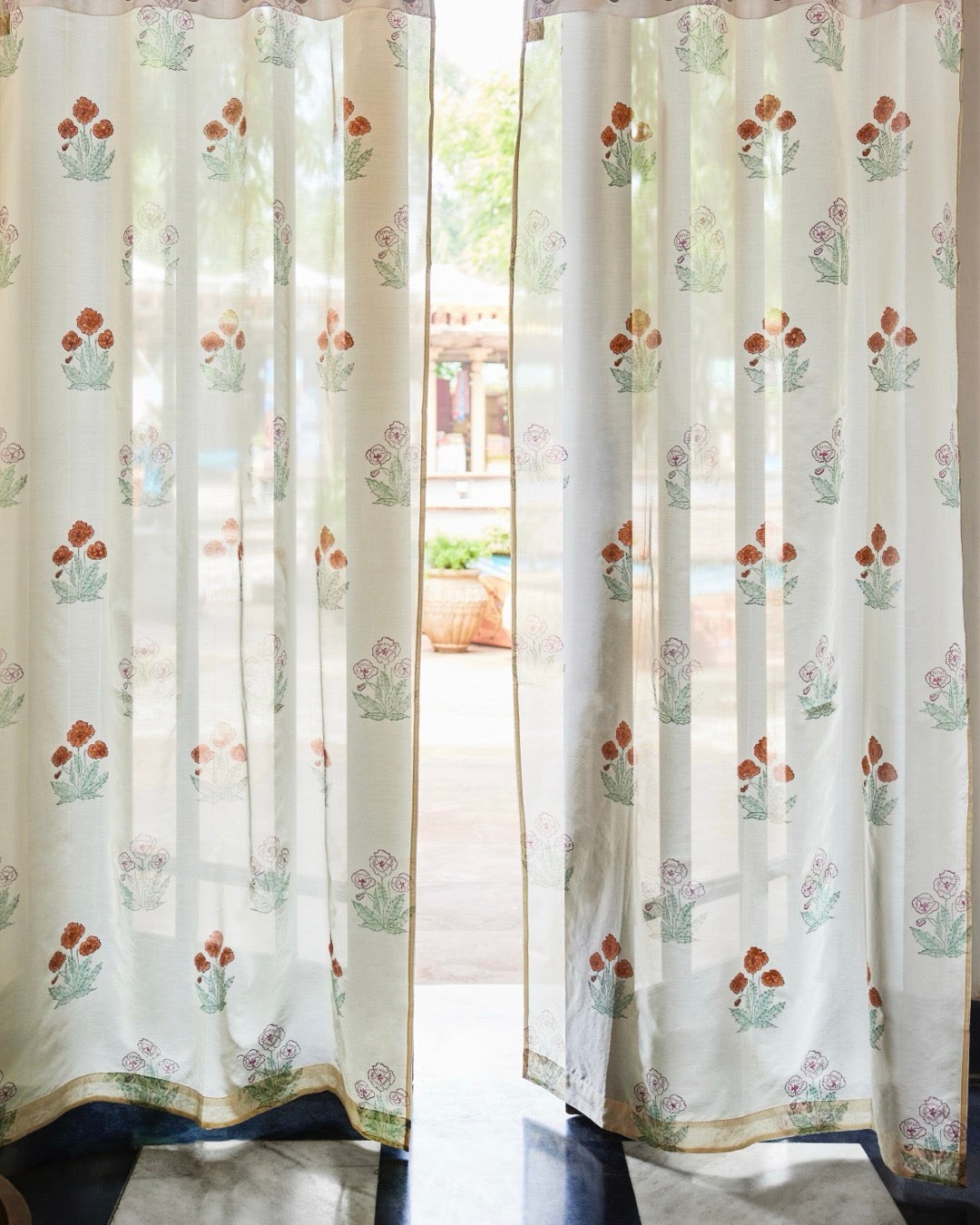 Blossom Chanderi Sheer Curtain