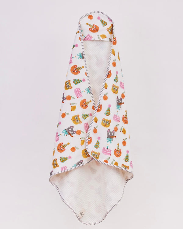 Cat’s Birthday Party Hooded Toddler Towel