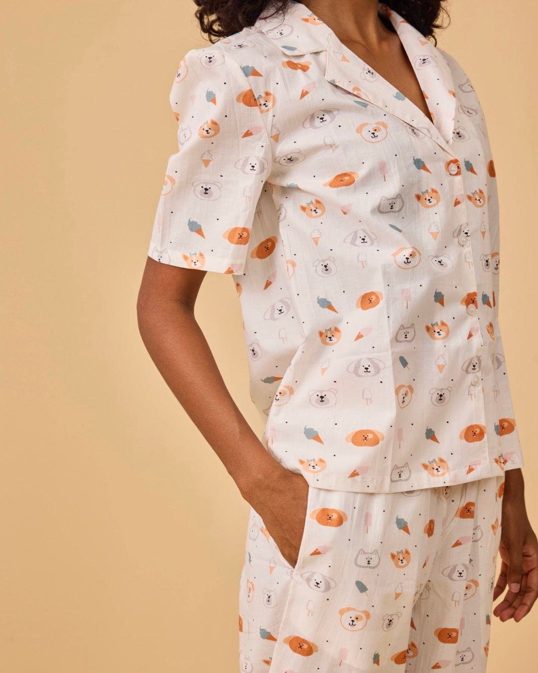 Pupper Loungewear Mulmul Pajama Set