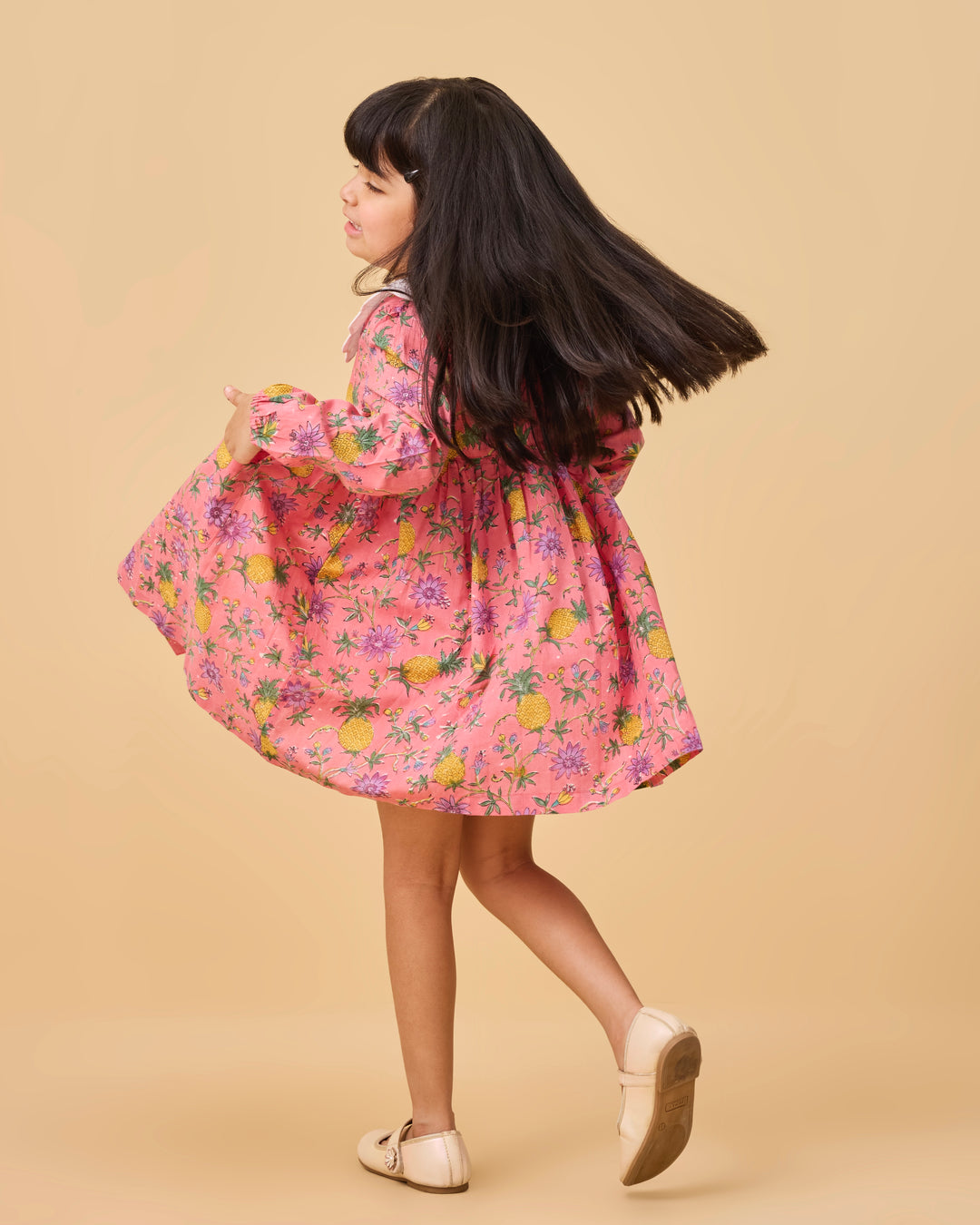 Pineapple Passions Kids Schiffli Collar Frock