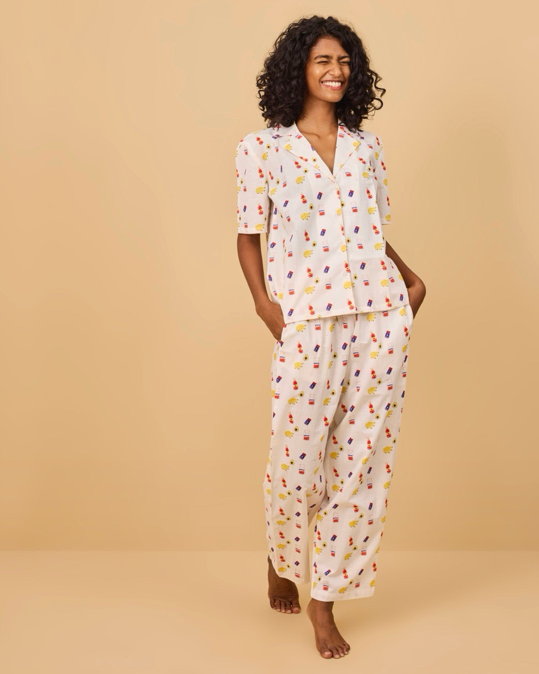 Grocery Shopping Loungewear Mulmul Pajama Set