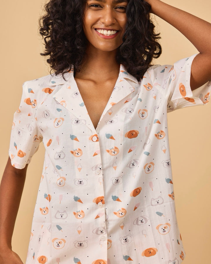 Pupper Loungewear Mulmul Pajama Set