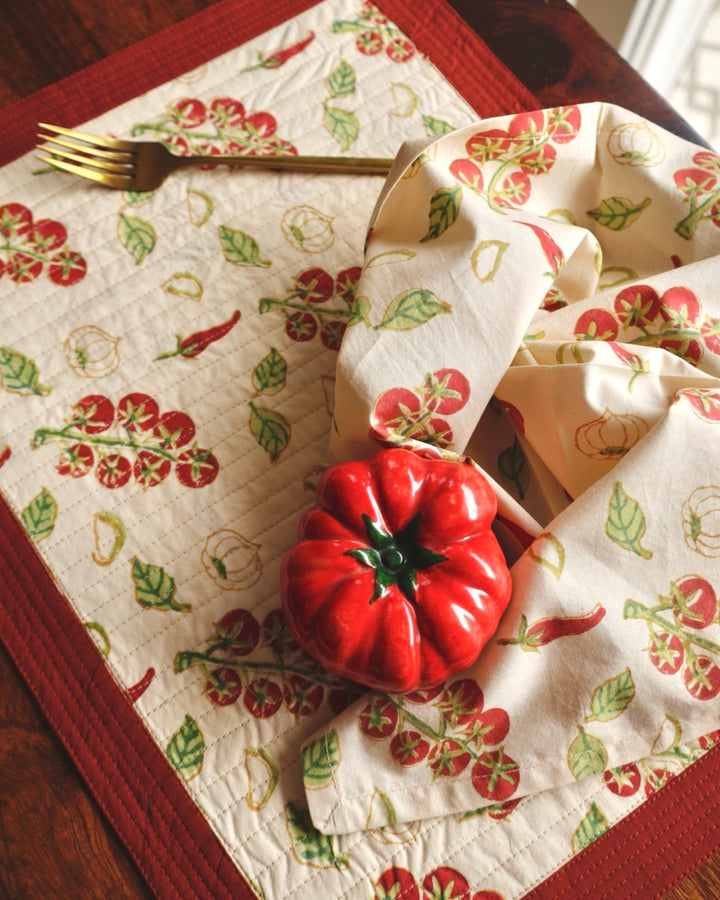 Arrabiata Block Printed Placemats and Napkins