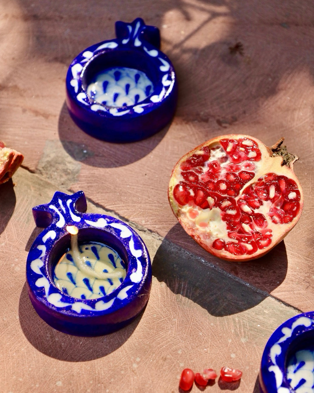 Blue Pomegranate Pottery Reusable Diya