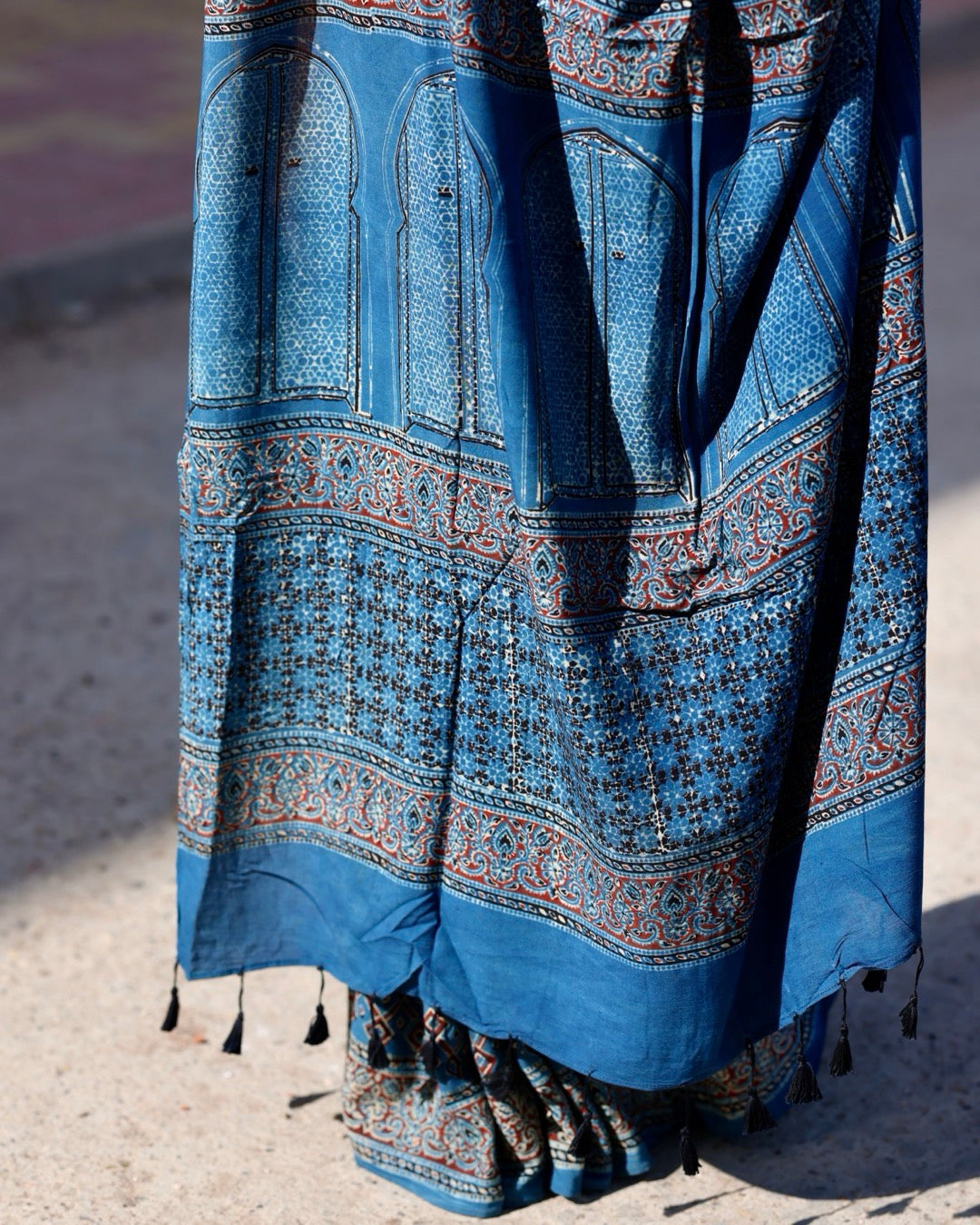 Moroccan Doors Indigo Ajrakh Saree