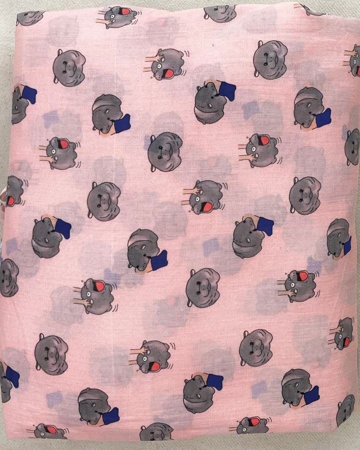 Moo Deng Pink Fabric