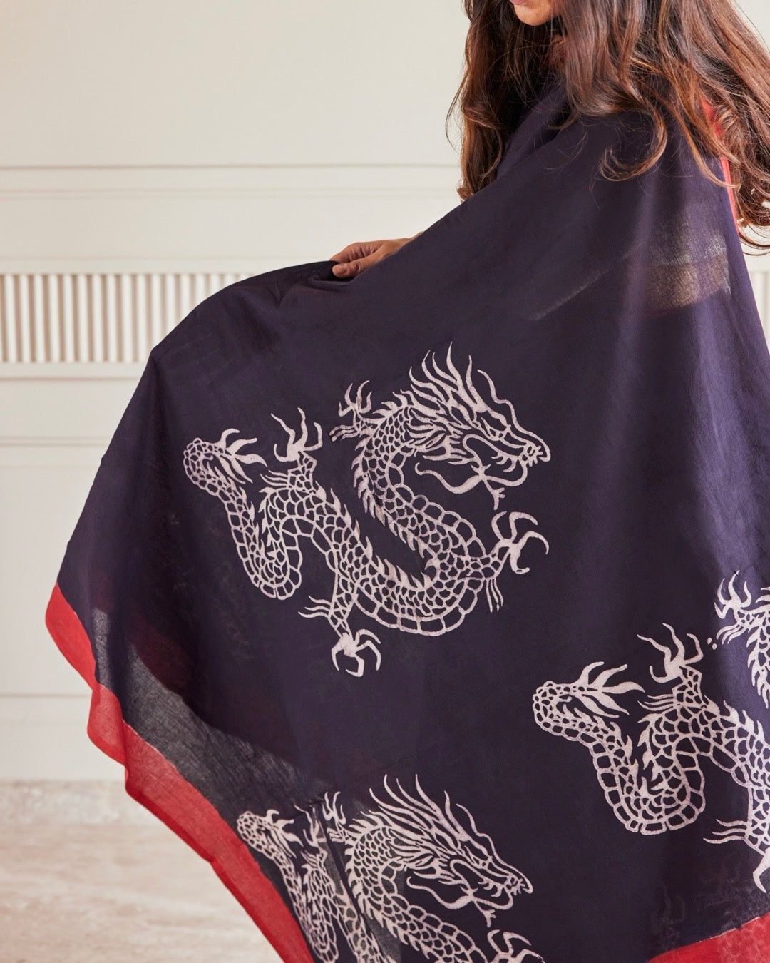 Red Dragon Ajrakh Saree