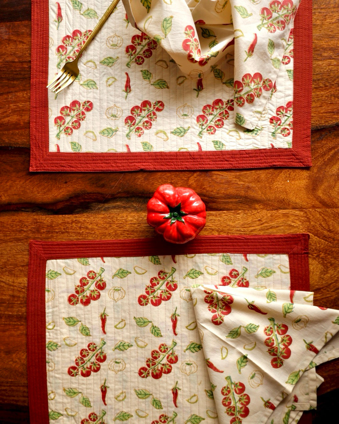 Arrabiata Block Printed Placemats and Napkins