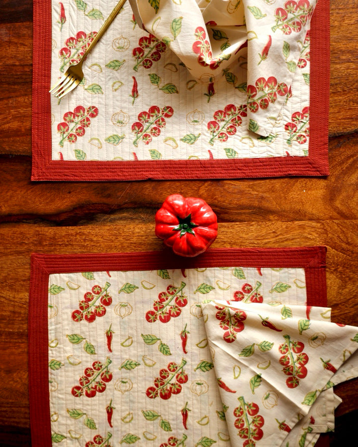 Arrabiata Block Printed Placemats and Napkins