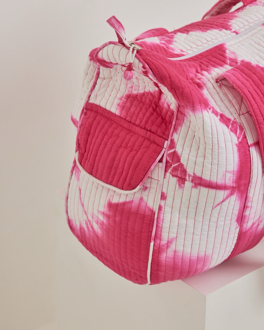 Pink Shibori Quilted Duffel Bag