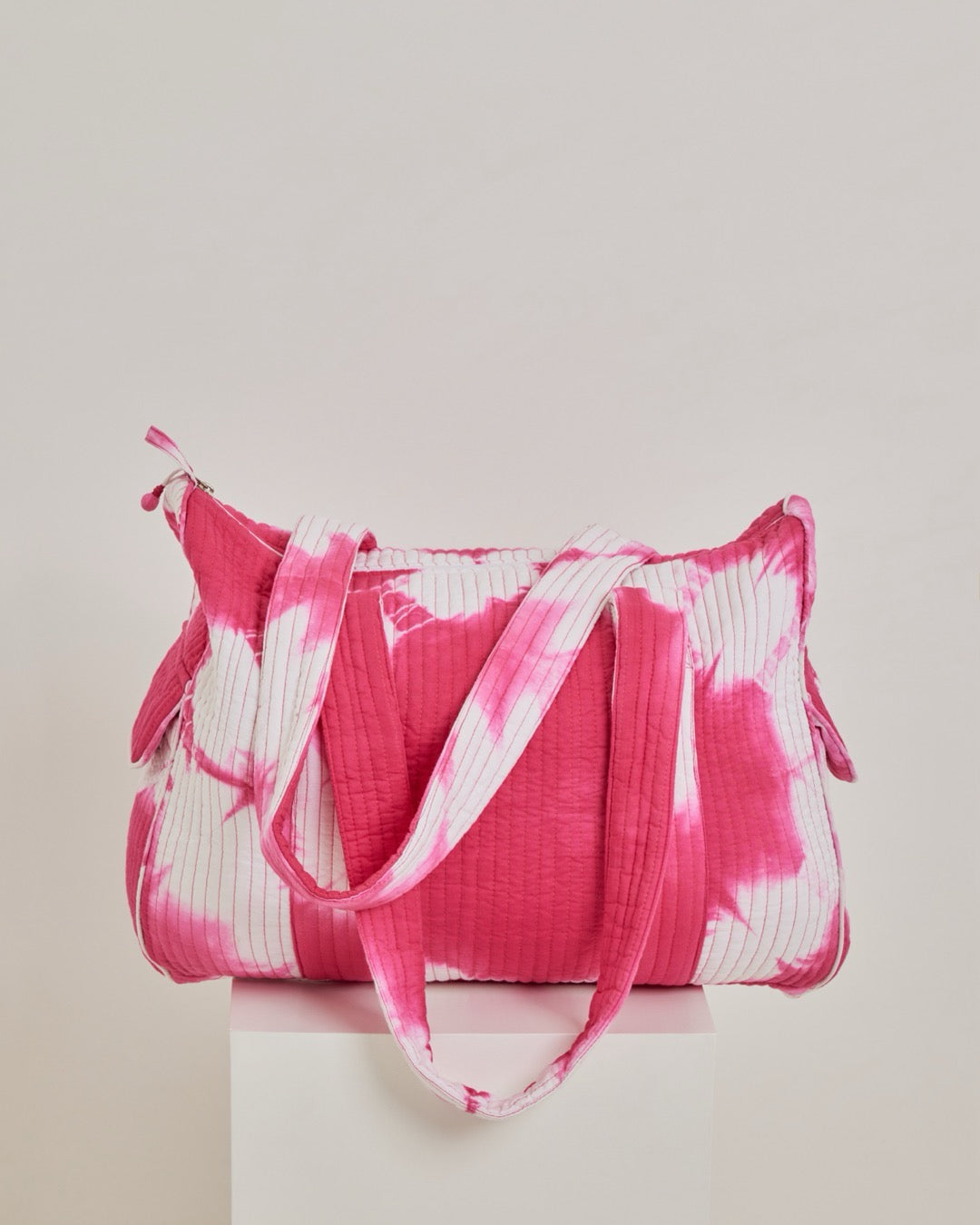 Pink Shibori Quilted Duffel Bag