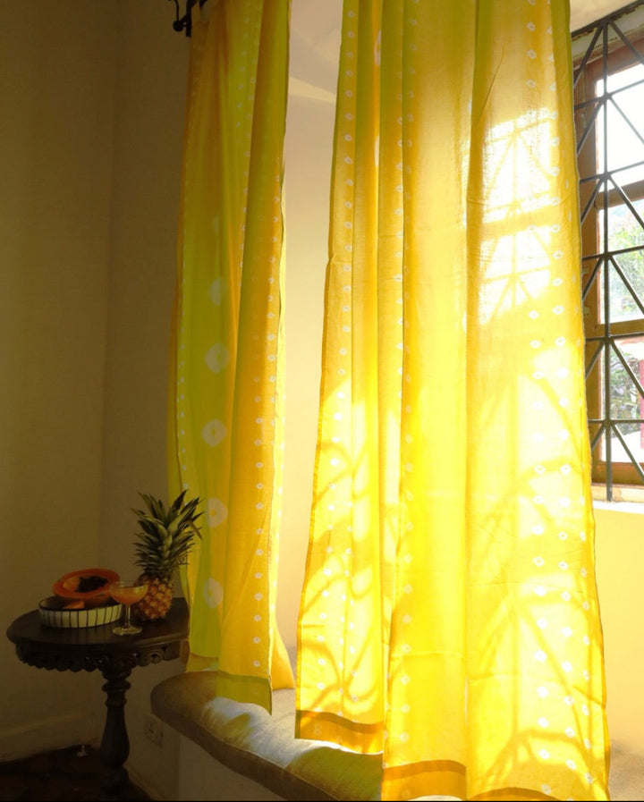 Dhoop Yellow Bandhej Tie Dye Curtain