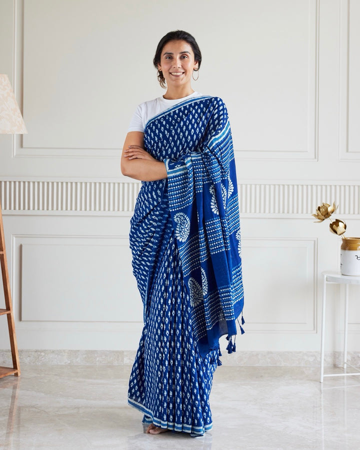 Ambika Indigo Modal Saree