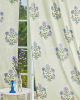 Purple Boota Green Semi Sheer Block Print Curtains