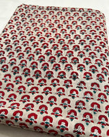 Red and Grey Buti Block Print Cotton Fabric