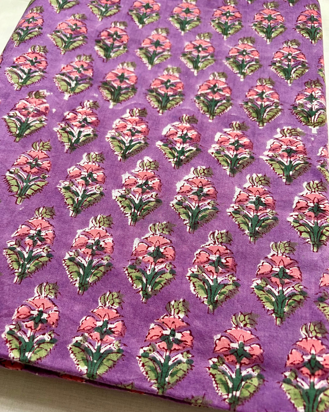 Purple Buti Block Print Cotton Fabric
