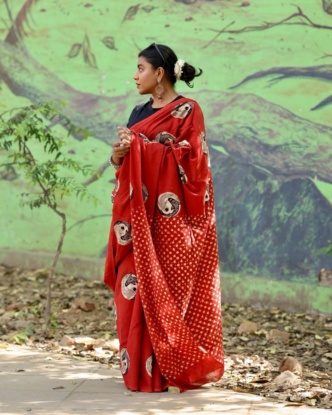 Koi Red Ajrakh Saree