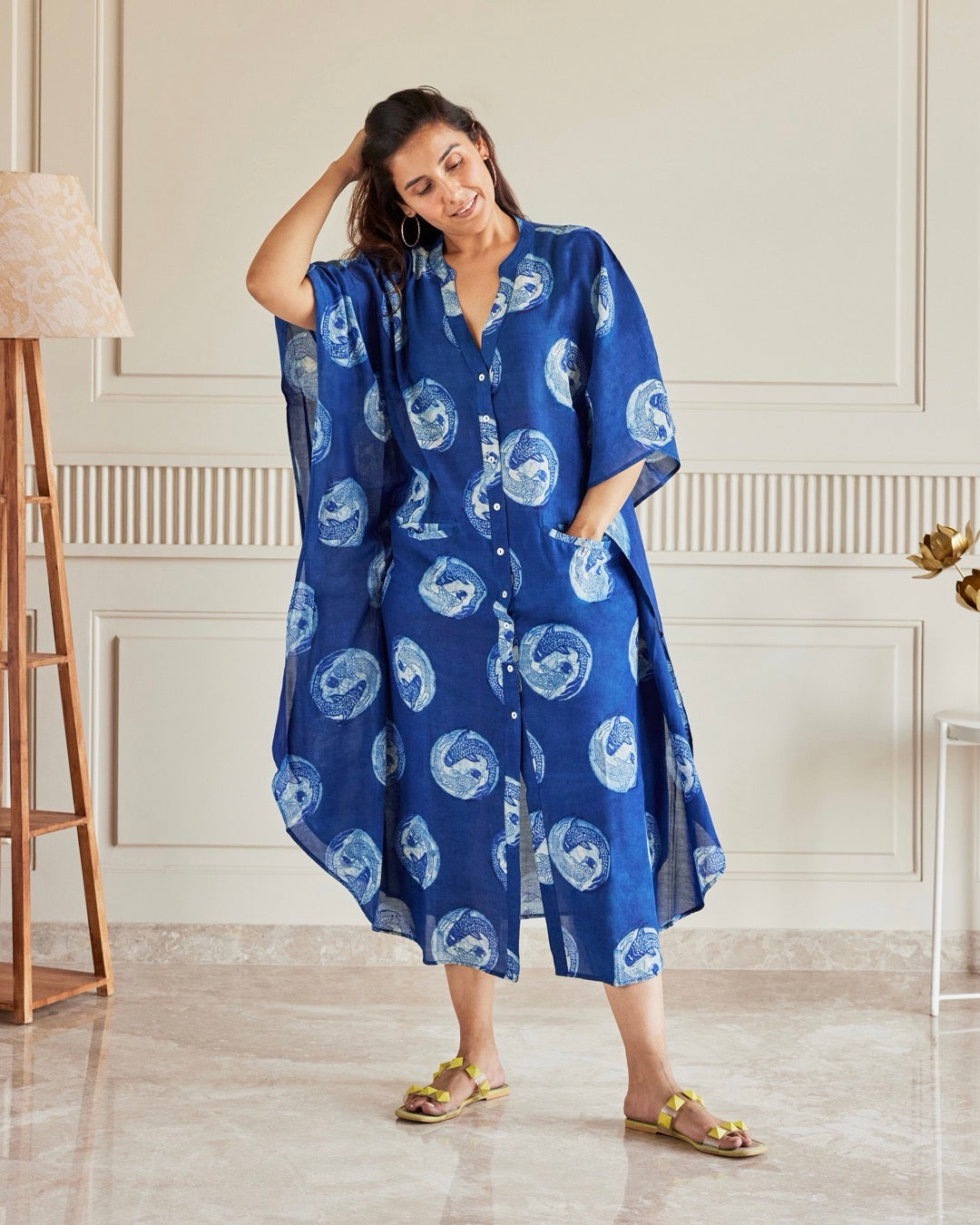 Lucky Koi Indigo Kaftan