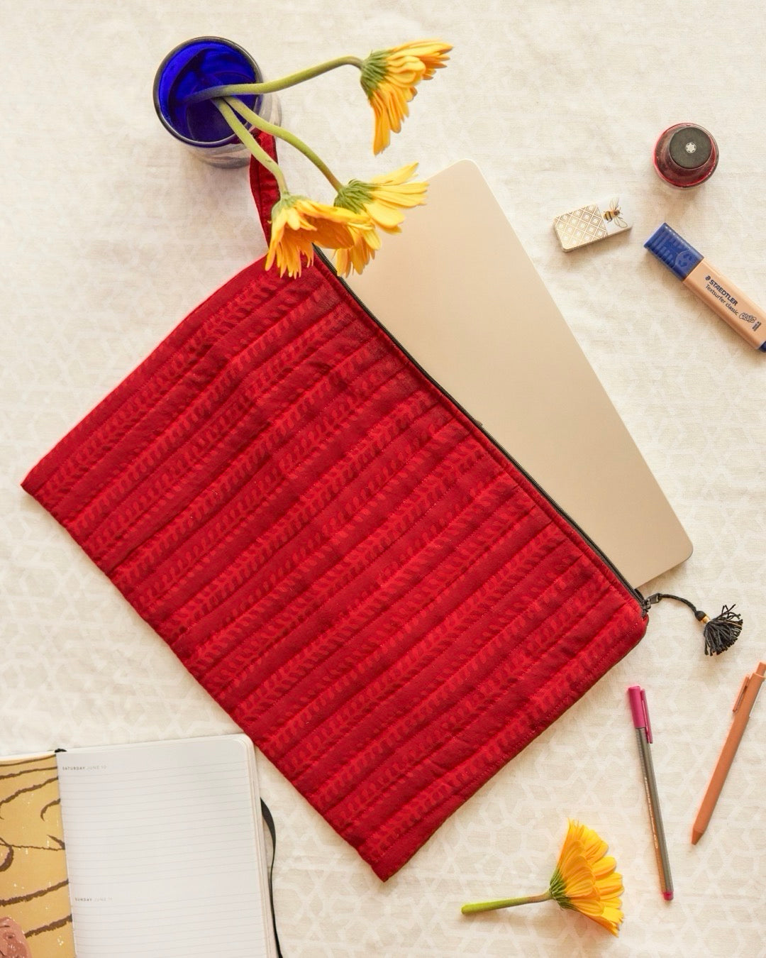 Bagh Print Red Laptop/ Tablet Sleeve