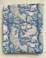 Pale Blue Birds Block Print Cotton Fabric