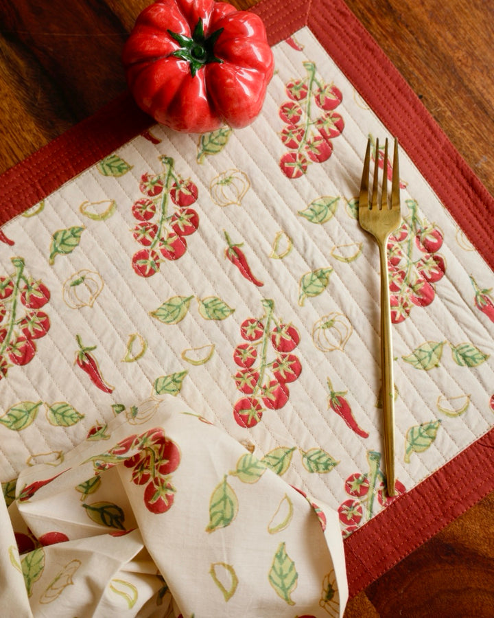 Arrabiata Block Printed Placemats and Napkins