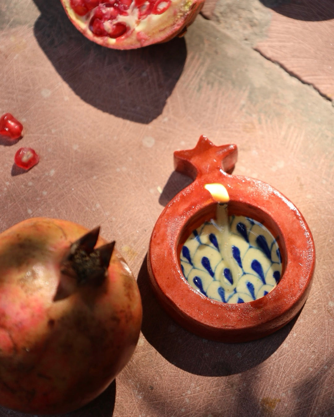 Red Pomegranate Pottery Reusable Diya