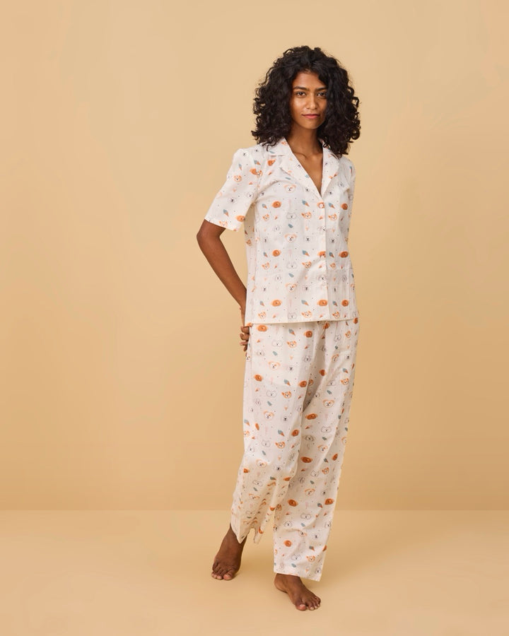 Pupper Loungewear Mulmul Pajama Set