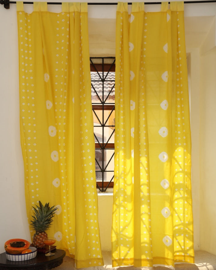 Dhoop Yellow Bandhej Tie Dye Curtain