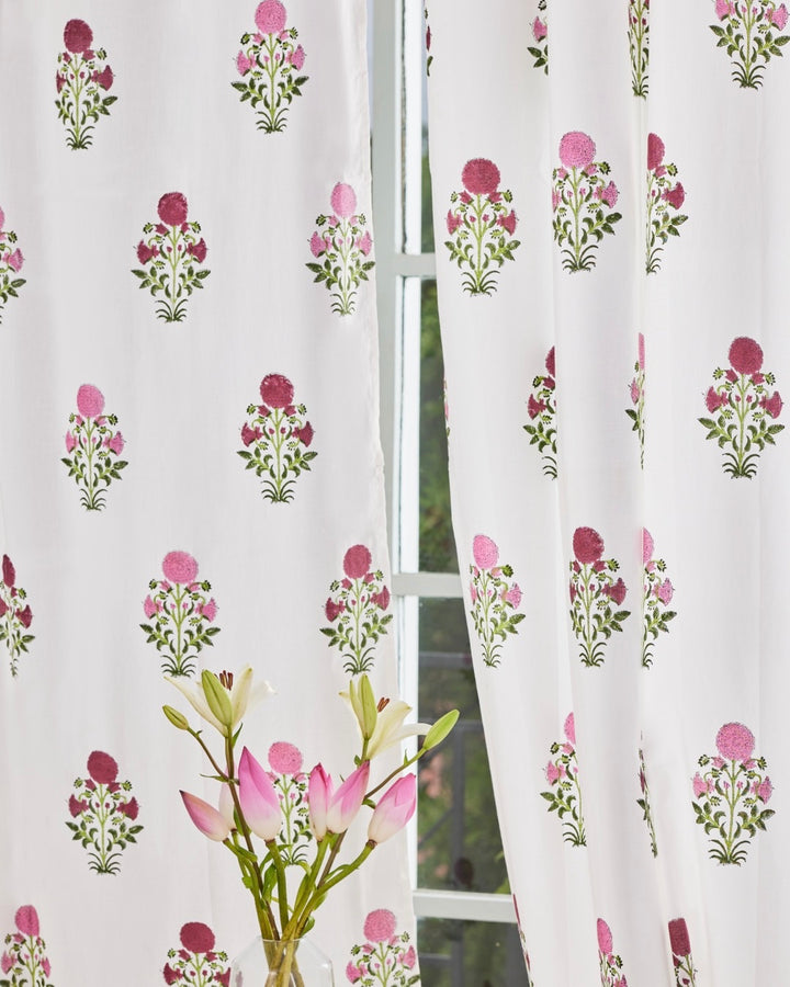 Basant Poppy Semi Sheer Mul Curtain