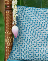 Turquoise Banarasi Silk Cushion Cover