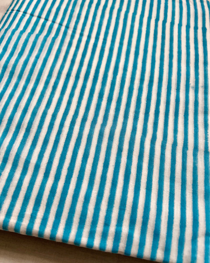 Blue Leheriya  Block Print Cotton Fabric