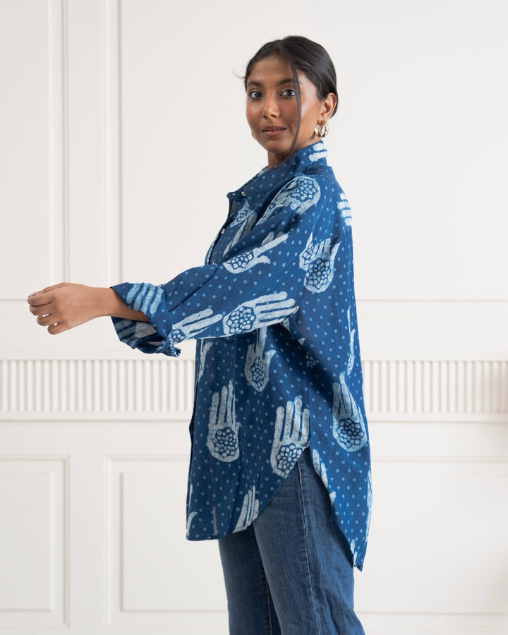 Hamsa Indigo Bagru Shirt