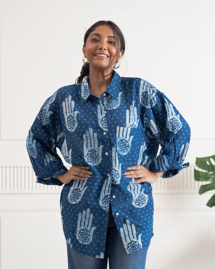 Hamsa Indigo Bagru Shirt