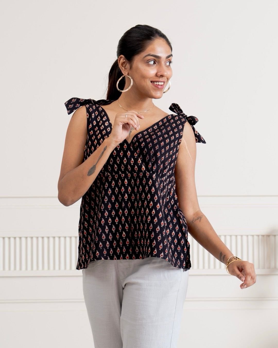 Ambika Bagru Shoulder Tie Top