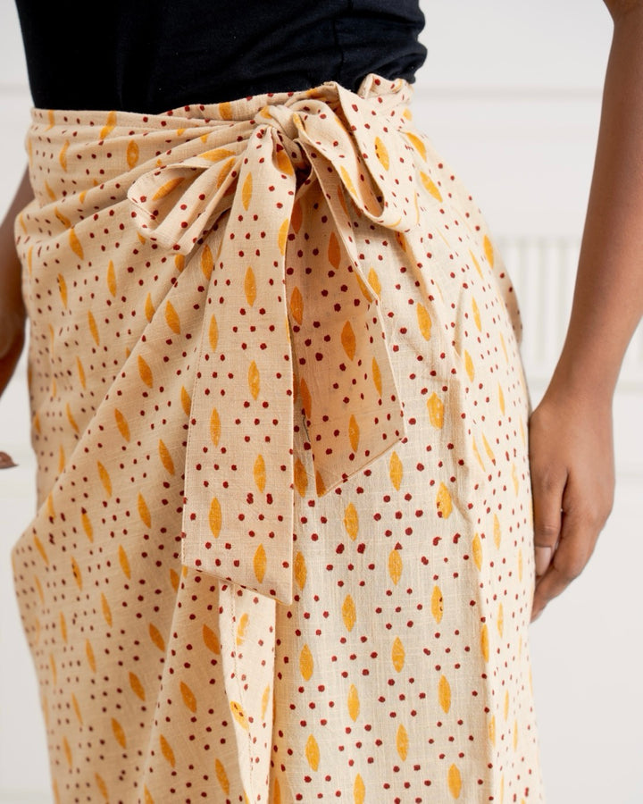 Yellow Dot Petals Wrap Around Skirt