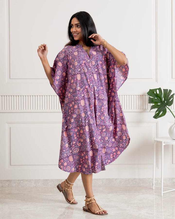 Dark Purple Floral Kaftan