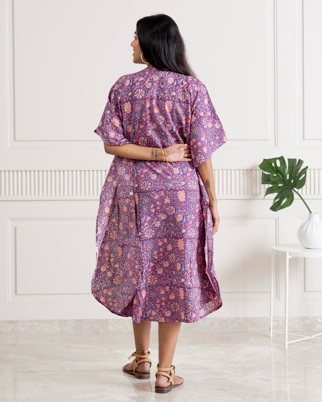 Dark Purple Floral Kaftan