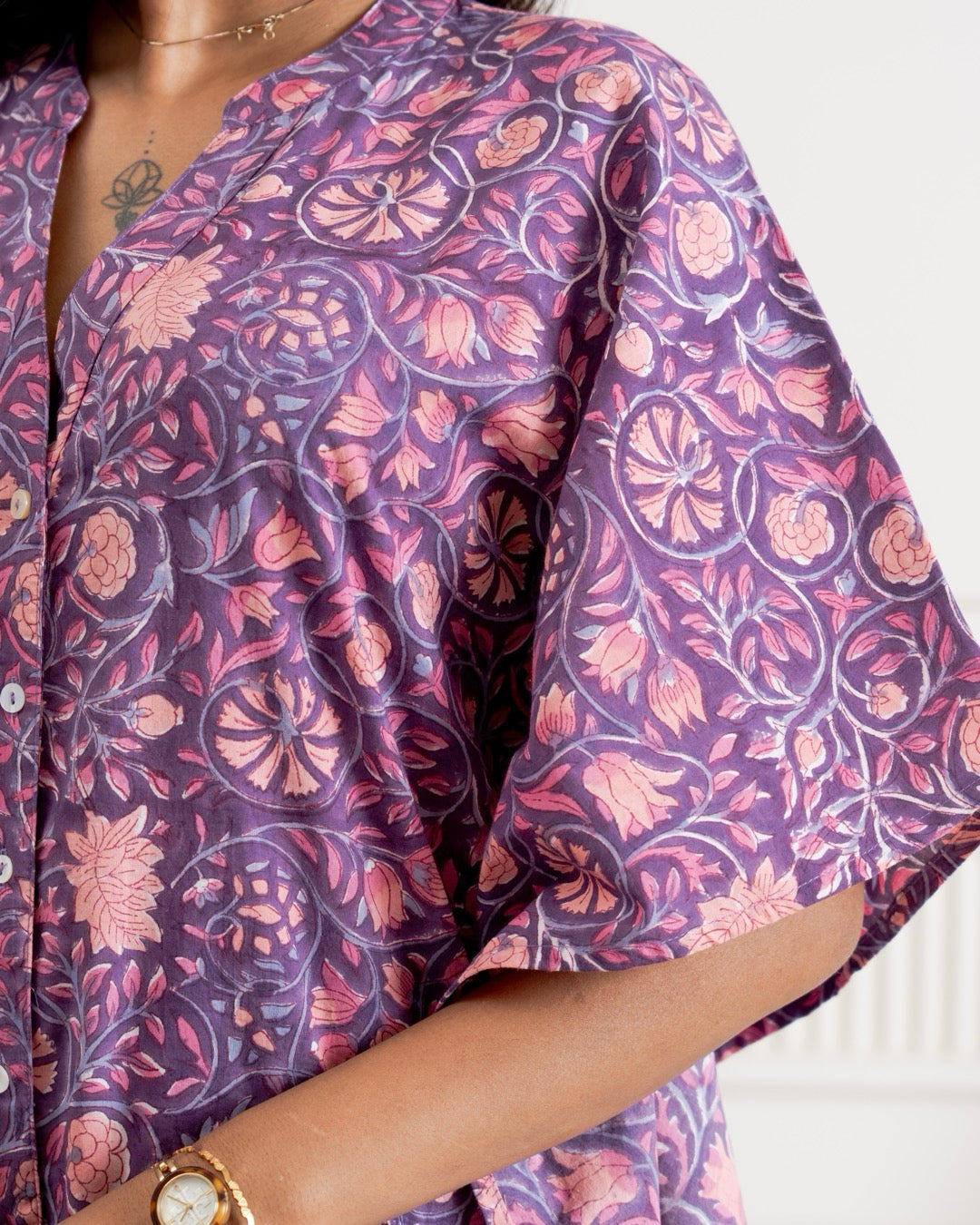 Dark Purple Floral Kaftan