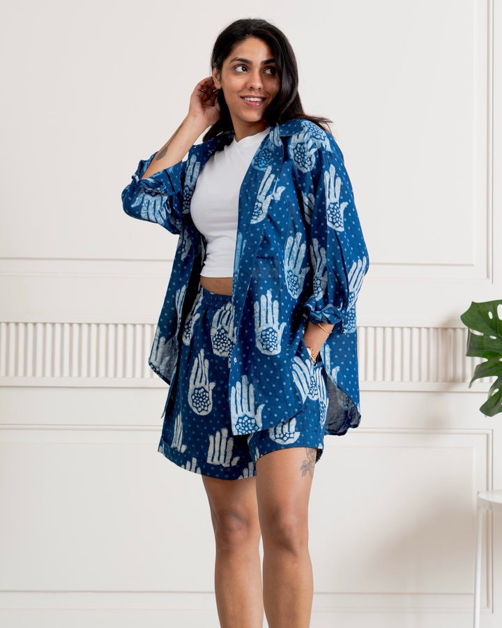 Hamsa Indigo Bagru Block Print Co-ord Set