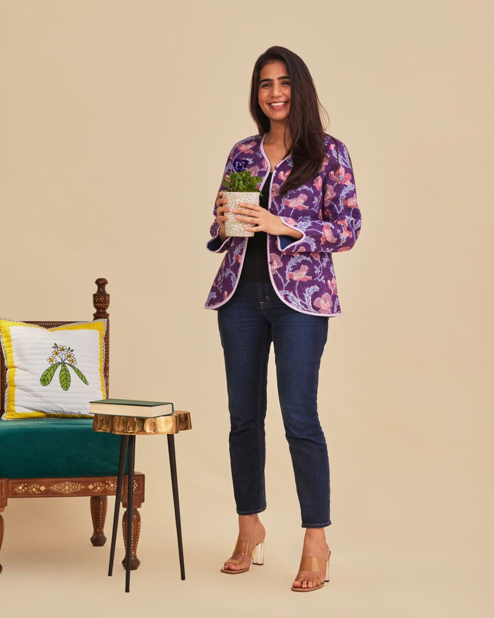 Purple Jaal Quilted Jacket