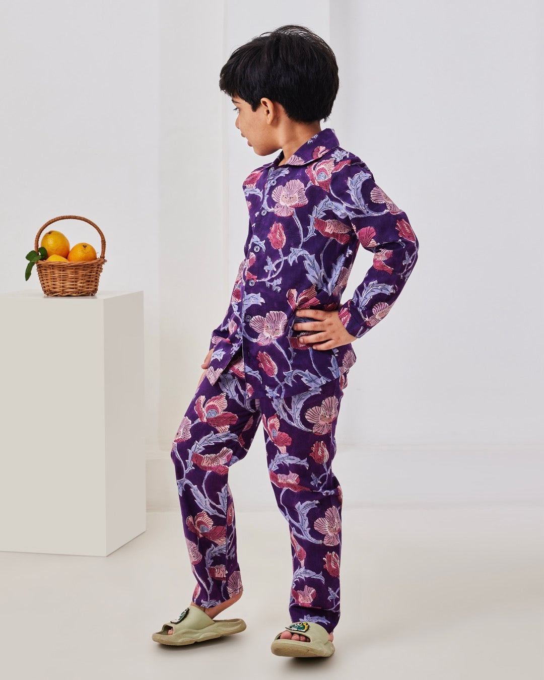 Purple and pink Floral Kids Night Suit