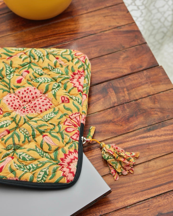 Mustard Fields Block Print Laptop Sleeve