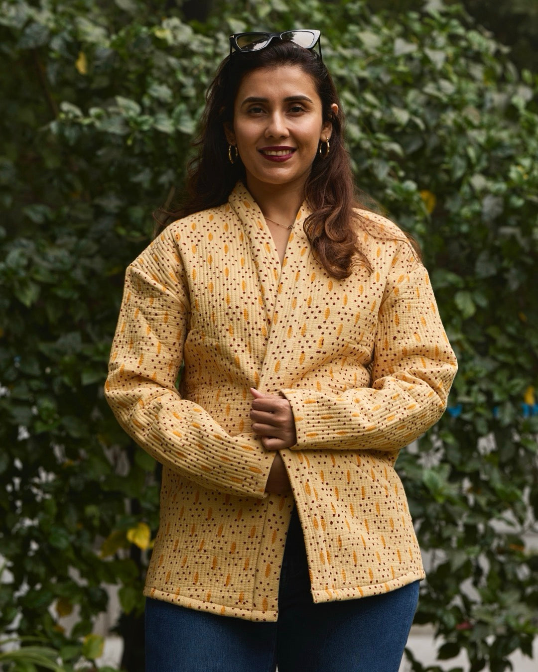 Indu Bindu Bagru Quilted Shrug Jacket